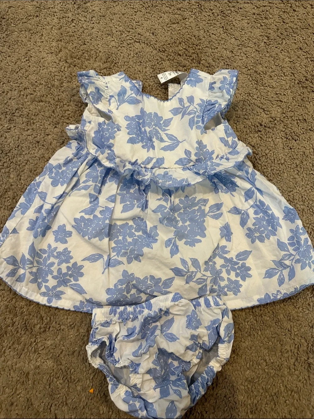Baby Floral Dress & Bloomers - Blue White